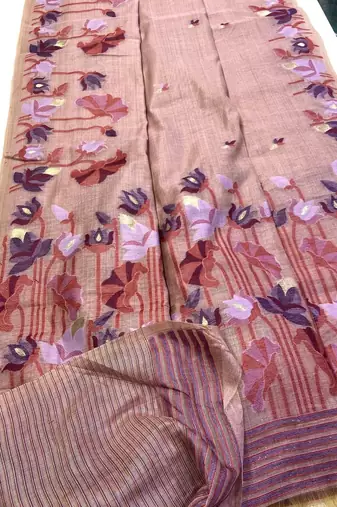 Pink Color Resham weaving  Cotton Saree