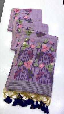Purple Color Resham weaving  Cotton Saree 2