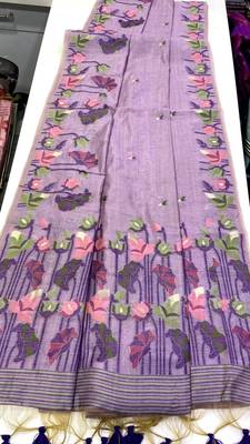 Purple Color Resham weaving  Cotton Saree 3
