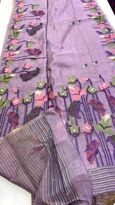 Purple Color Resham weaving  Cotton Saree 4