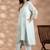 Turquoise blue jacquard floral print kurta set