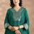 Green cotton sequins work kurta set