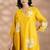 Yellow chanderi silk floral print kurta set