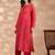 Red art silk floral print kurta set