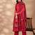 Red art silk floral print kurta set