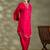 Pink satin floral print kurta set