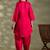 Pink satin floral print kurta set