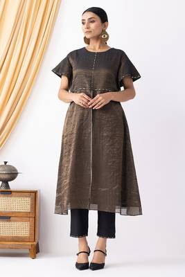 Brown  plain kurta set 1