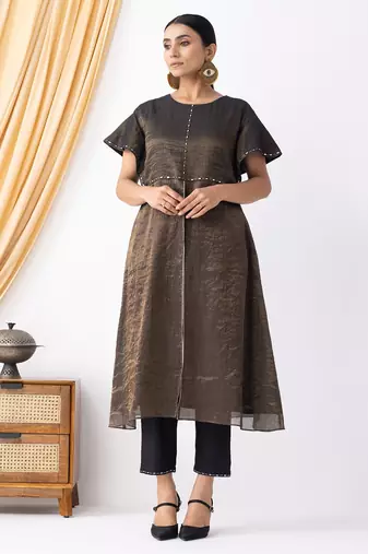 Brown  plain kurta set