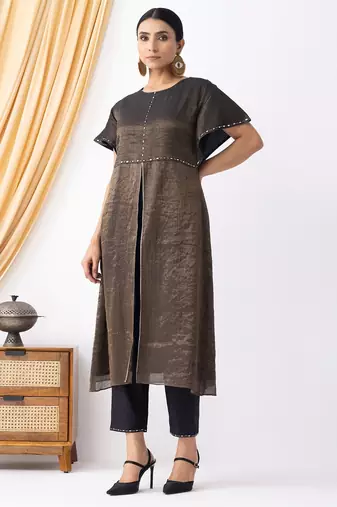 Brown  plain kurta set
