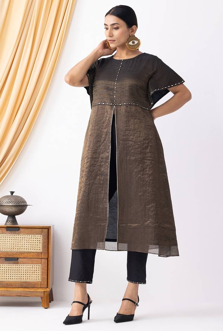 Brown  plain kurta set