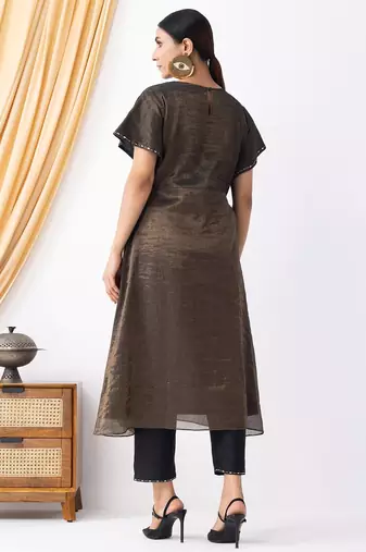 Brown  plain kurta set