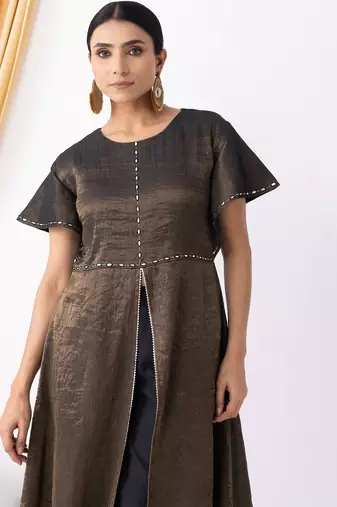 Brown  plain kurta set