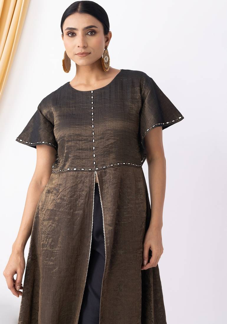 Brown  plain kurta set