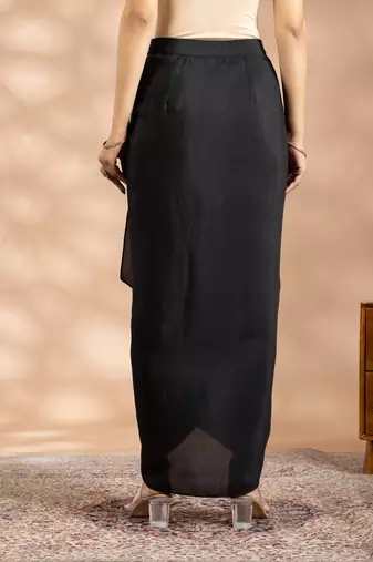 Black art silk floral print kurta set