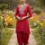 Red cotton floral print kurta set