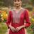 Red cotton floral print kurta set