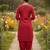 Red cotton floral print kurta set