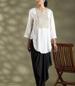 Off white cotton floral print kurta set