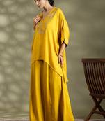 Yellow cotton floral print kurta set