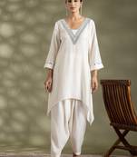 Off white cotton floral print kurta set