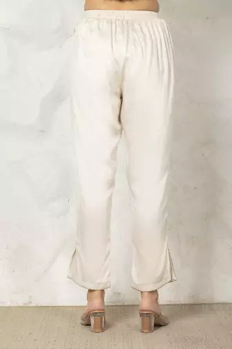 Off white chanderi silk floral print kurta set