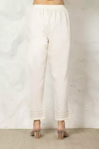 Off white chanderi silk floral print kurta set