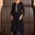 Black chanderi silk floral print kurta set