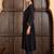 Black chanderi silk floral print kurta set