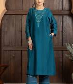 Green chanderi silk floral print kurta set