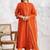 Orange chanderi silk floral print kurta set