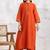 Orange chanderi silk floral print kurta set
