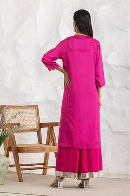 Magenta modal geometric print kurta set 2