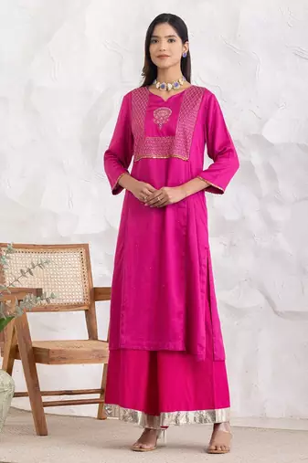 Magenta modal geometric print kurta set