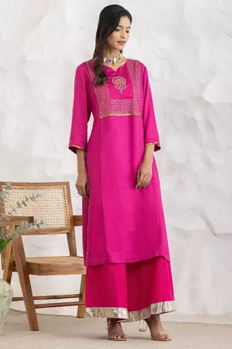 Magenta modal geometric print kurta set