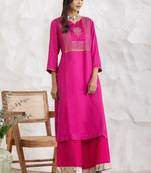 Magenta modal geometric print kurta set