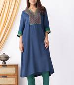 Blue modal geometric print kurta set