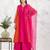 Fuchsia chanderi silk floral print kurta set
