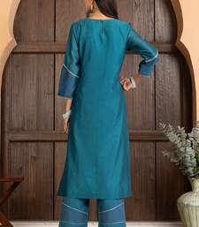 Blue chanderi silk woven kurta set