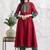 Red chanderi silk geometric print kurta set