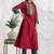 Red chanderi silk geometric print kurta set