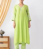 Light green art silk sequins work kurta set