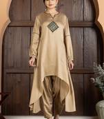 Beige modal hand embroidery kurta set