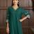 Green art silk plain kurta set