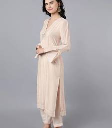 Off white velvet sequins work kurta set