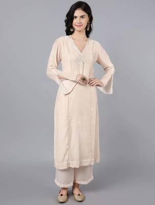Off white velvet sequins work kurta set 1