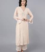 Off white velvet sequins work kurta set