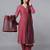 Red chanderi silk plain kurta set