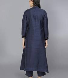 Blue silk plain kurta set