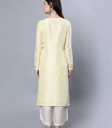 Yellow chanderi silk plain kurta set
